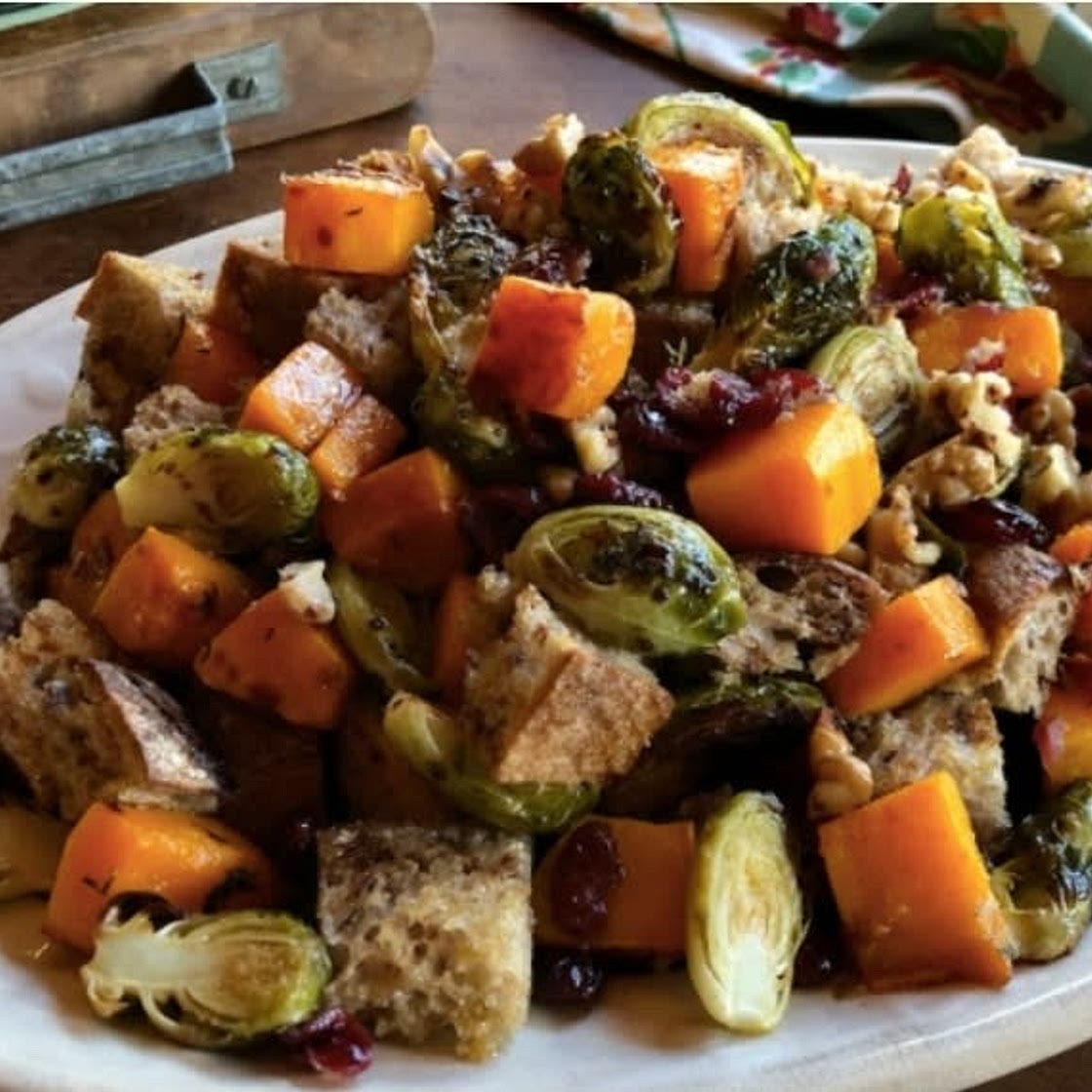Butternut Squash and Brussels Sprouts Panzanella - Lidia