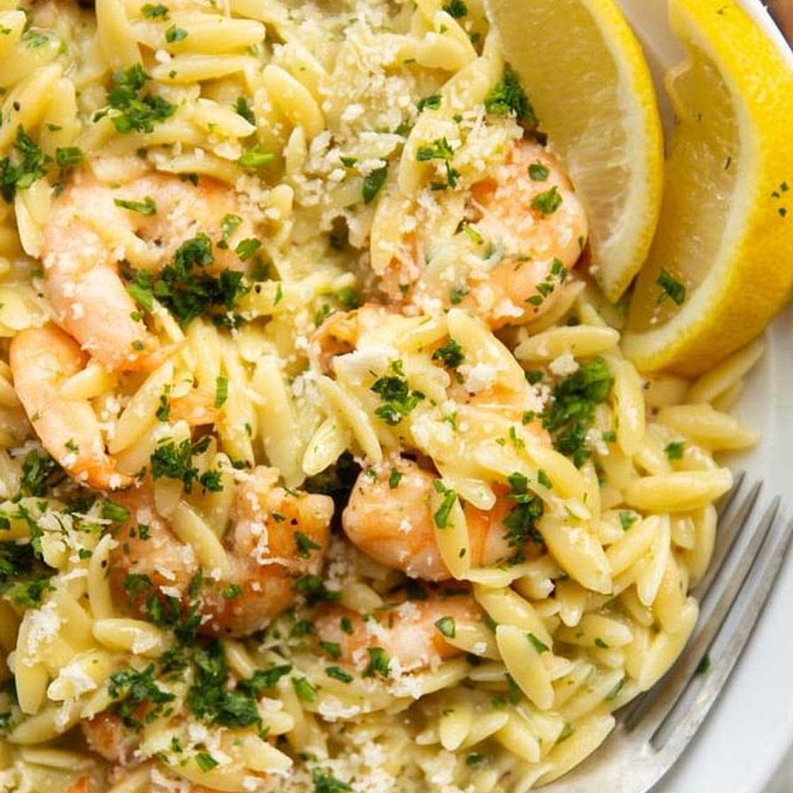 Garlic Butter Prawn Orzo