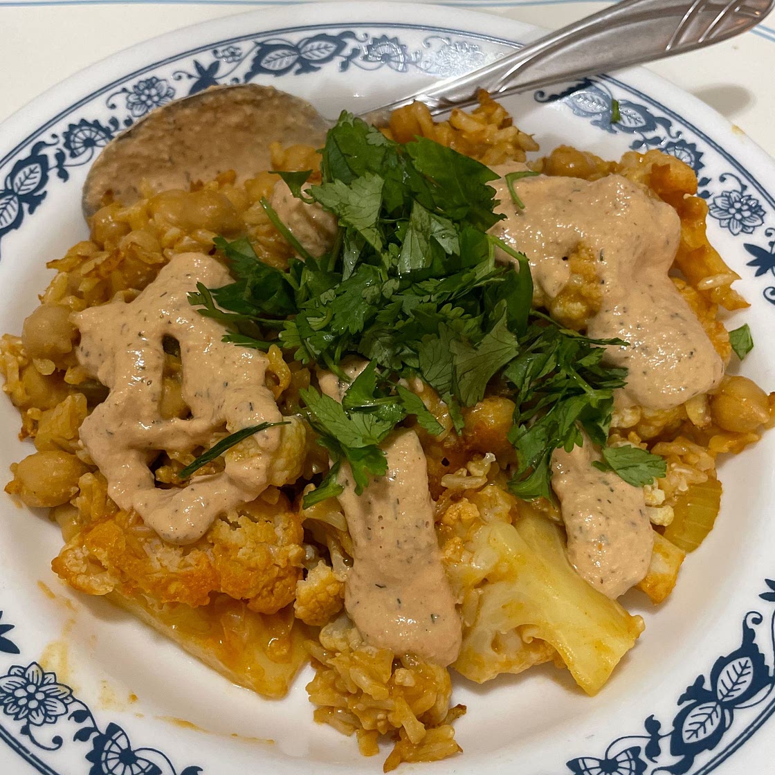 Buffalo Cauliflower Chickpea Casserole