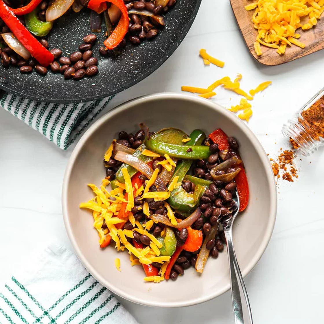 One-Pan Spicy Black Bean & Veggie Fajitas