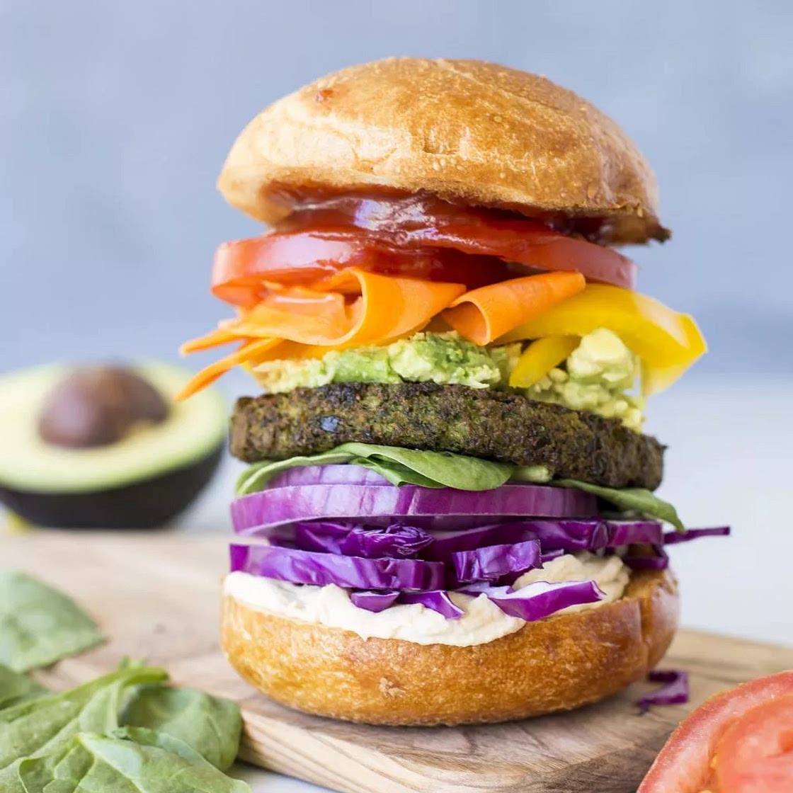 Vegan Rainbow Veggie Burgers