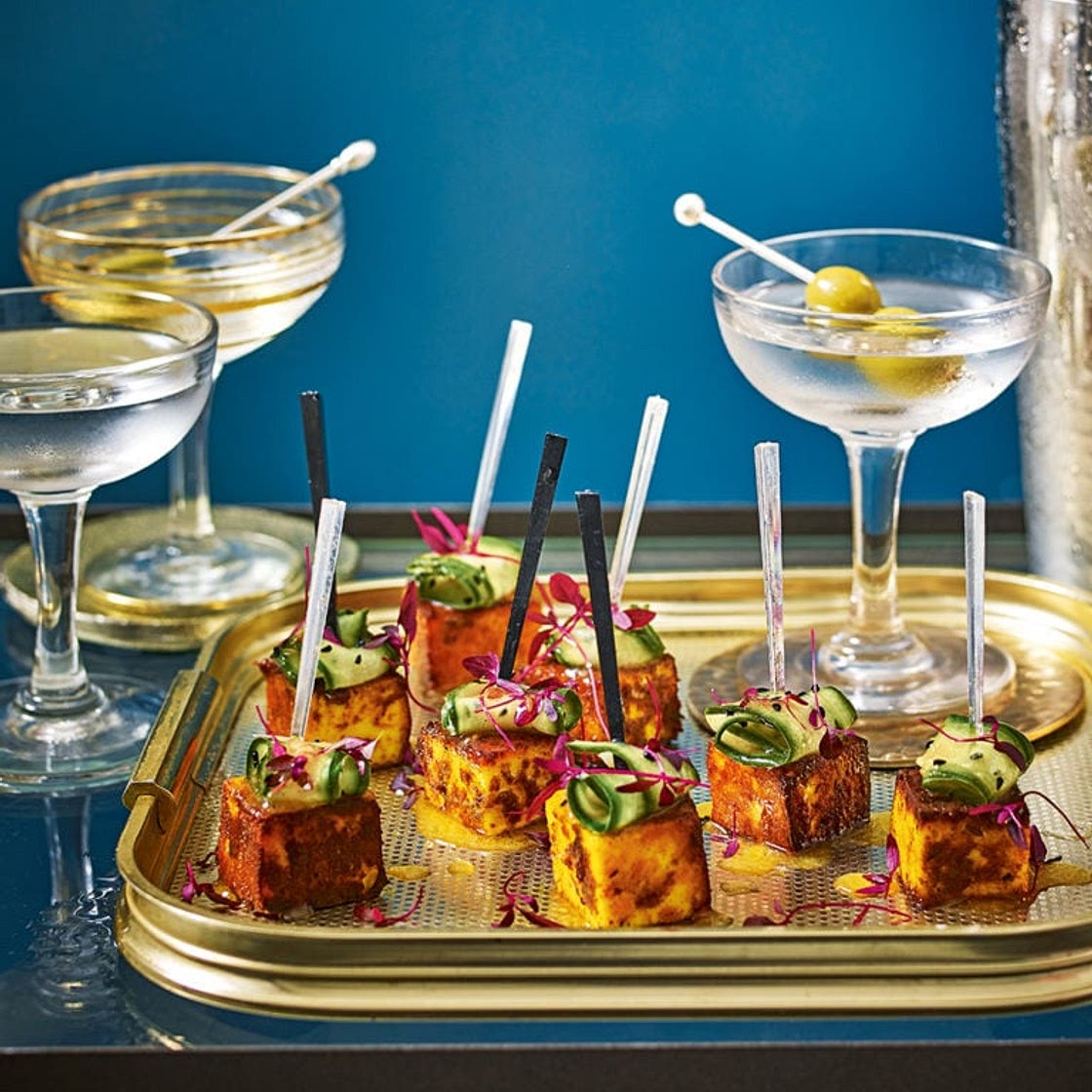Spiced paneer with quick-pickled cucumber
