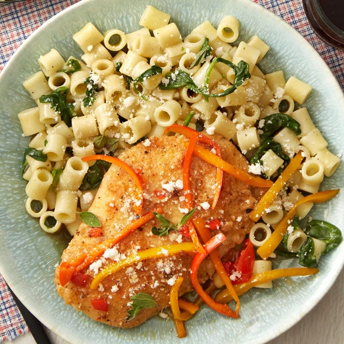 Sweet Pepper Chicken with Ditali Pasta & Spinach