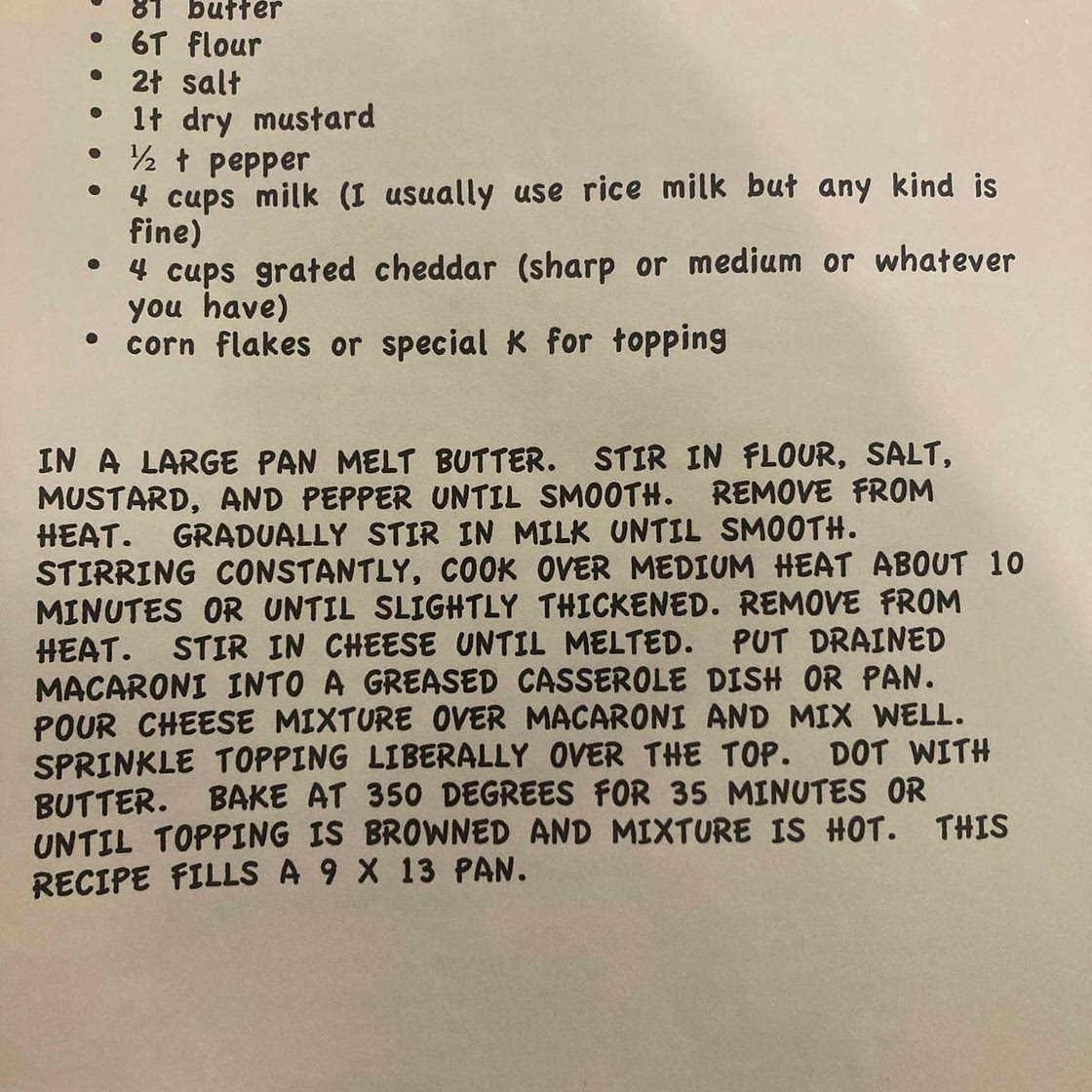 Mom’s Macaroni and Cheese