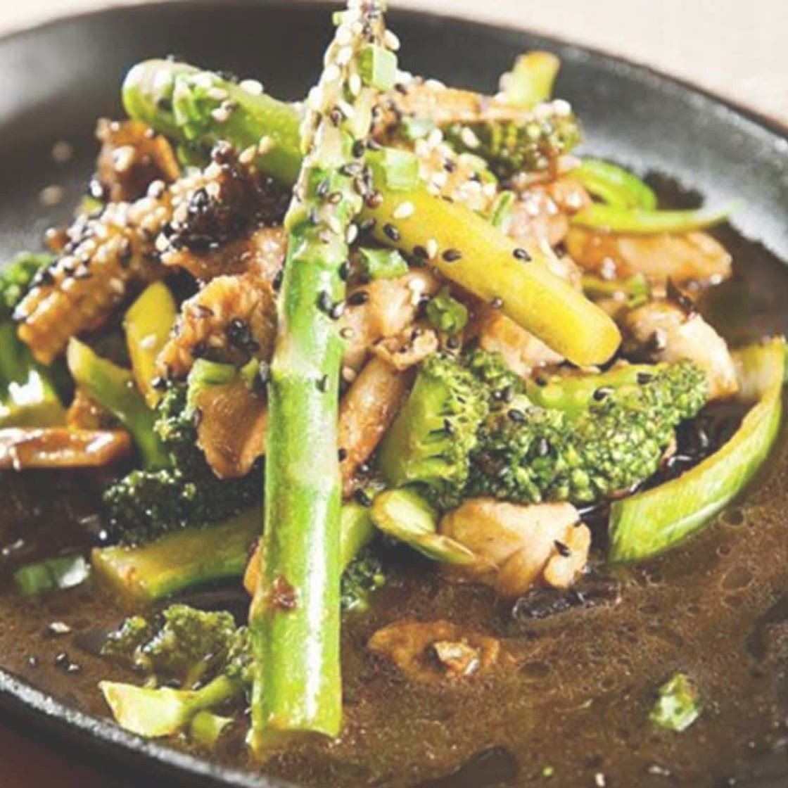 Chicken, Broccoli, and Asparagus Stir Fry