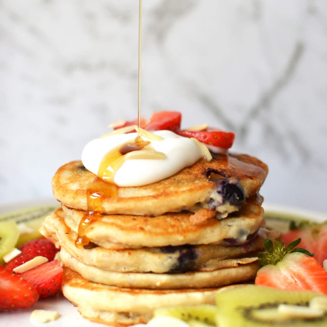 Pancakes with Coconut Yogurt and Berries