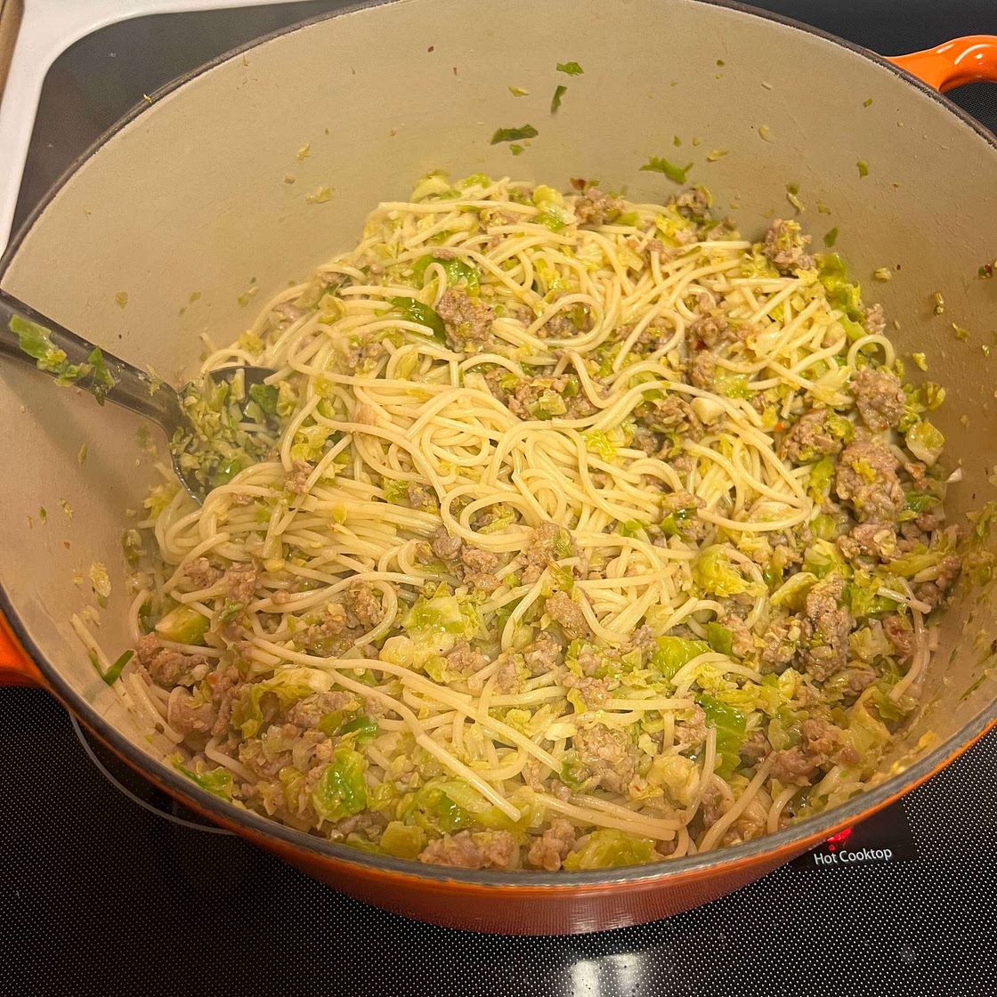 Italian Chicken Sausage & Brussels Sprouts Pasta