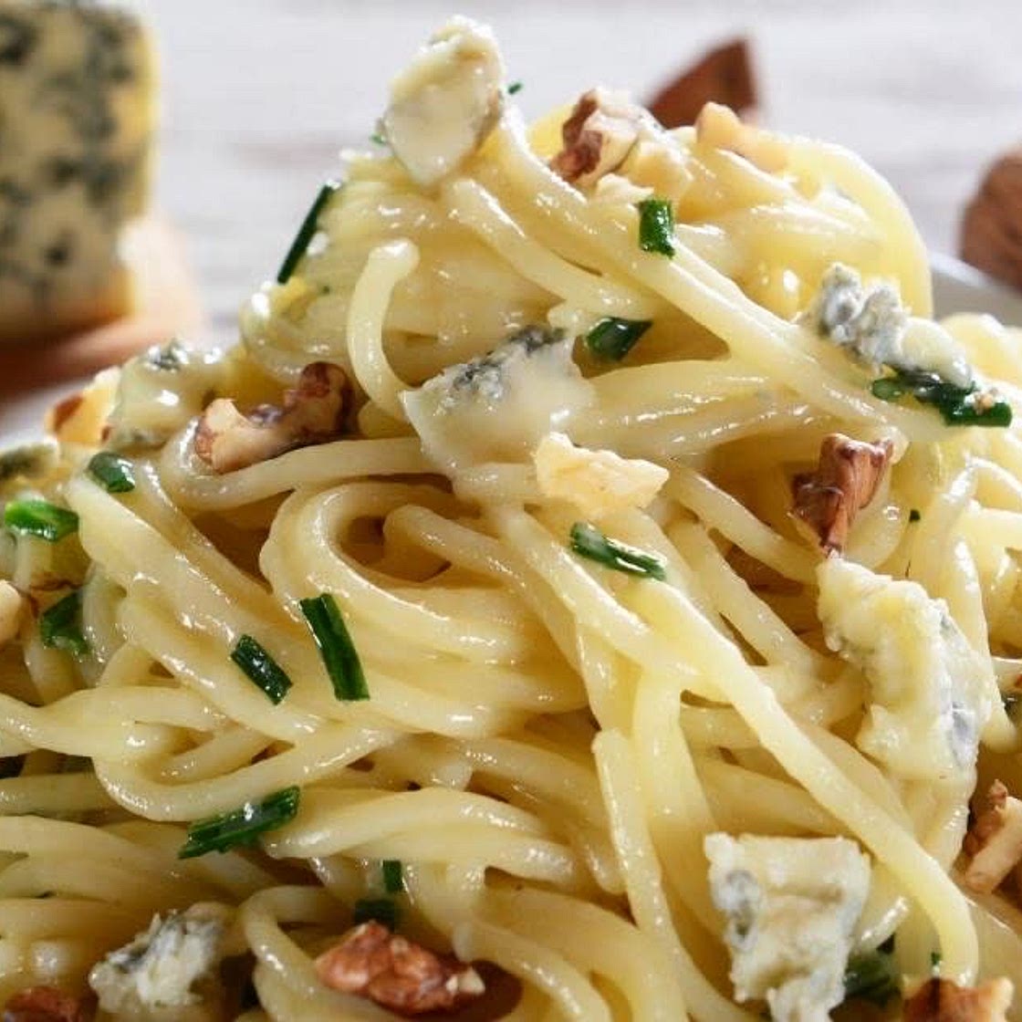 Pâtes au Gorgonzola, Poires et Noix
