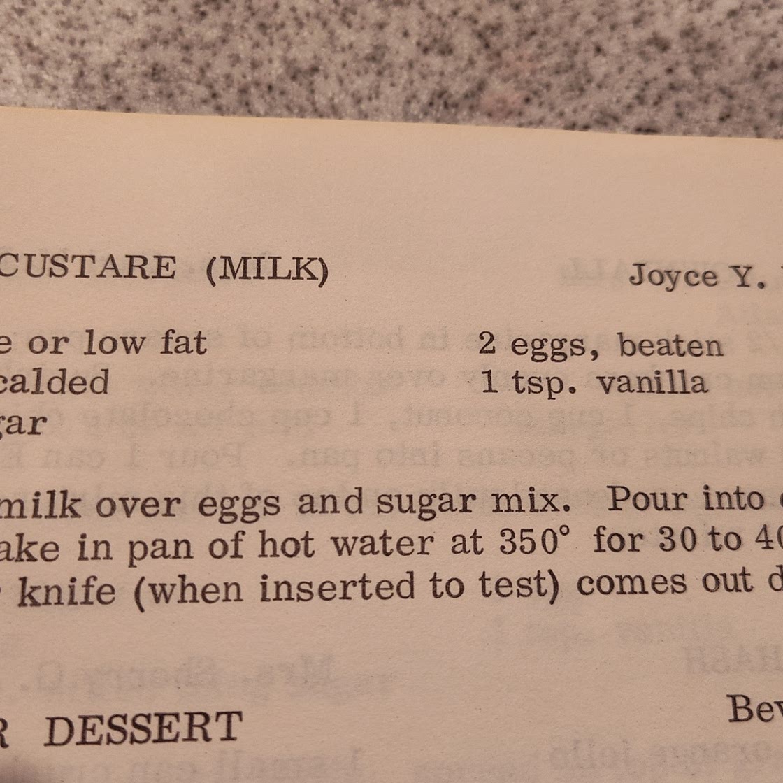 Mom's milk custard