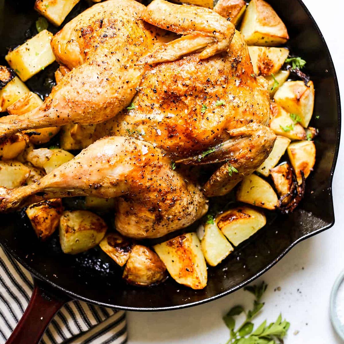 Whole Roasted Greek Chicken and Potatoes