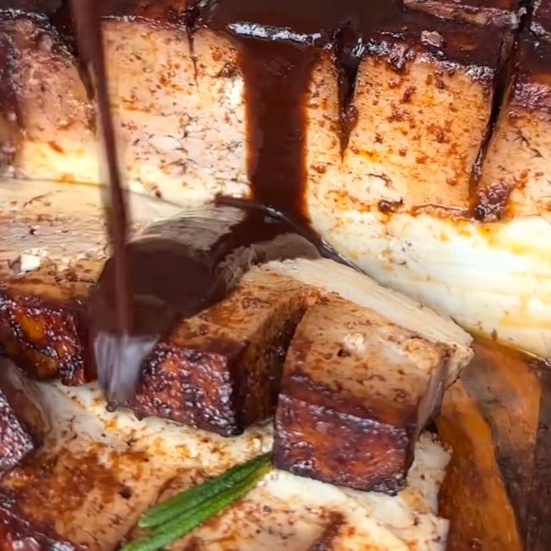 Sticky Red Wined Glazed Tofu Fillet