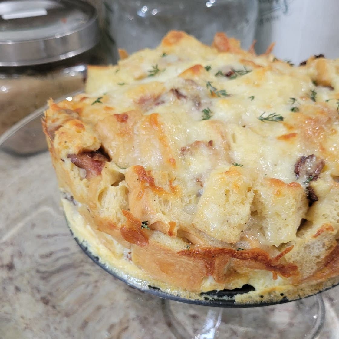 Cheese & Bacon Breakfast Strata Cake (Breakfast Casserole!)