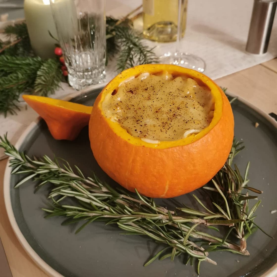 Gratin de coquillettes au potimarron et fromage de @diegoalary
