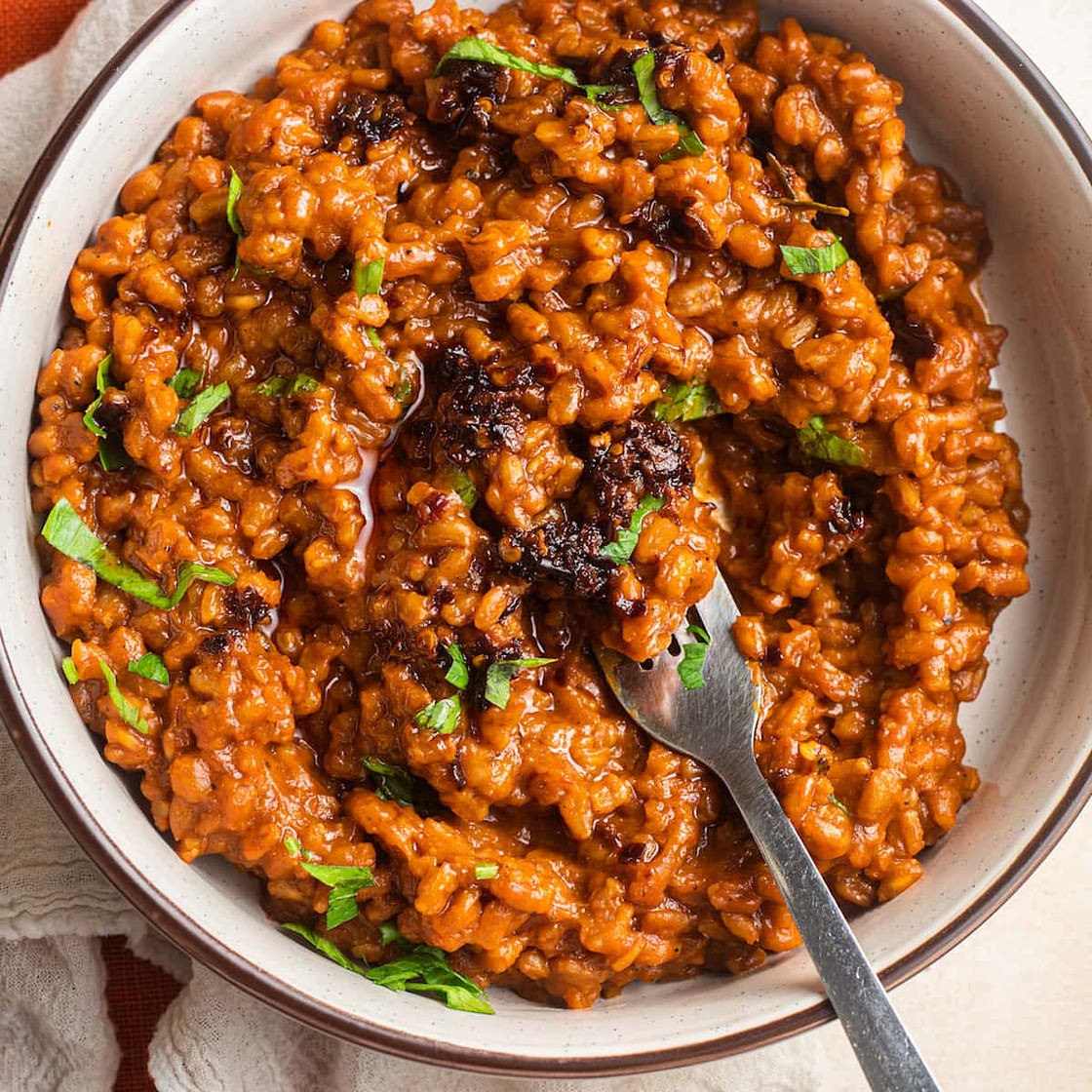 Spicy Farrotto (Farro Risotto) with Squash