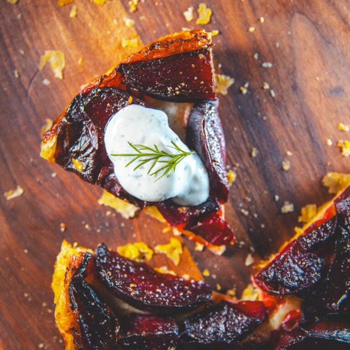 Beetroot Tarte Tatin with Dill and Wasabi Cream