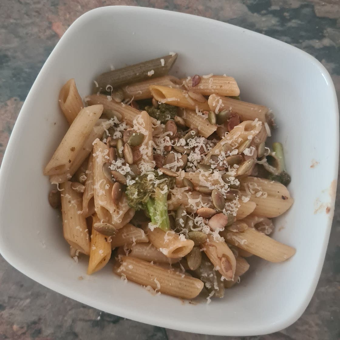 Broccoli and Anchovy Penne with Toasted Pumpkin Seeds