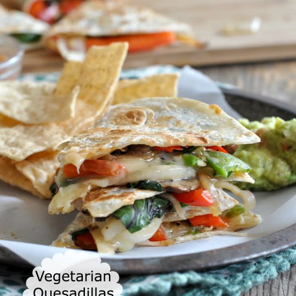 Veggie Quesadillas with Avocado Ranch