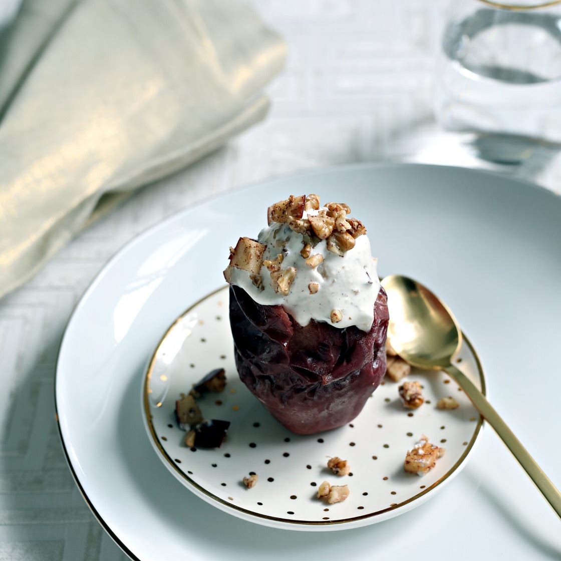 Charoset Ice Cream on a Baked Apple