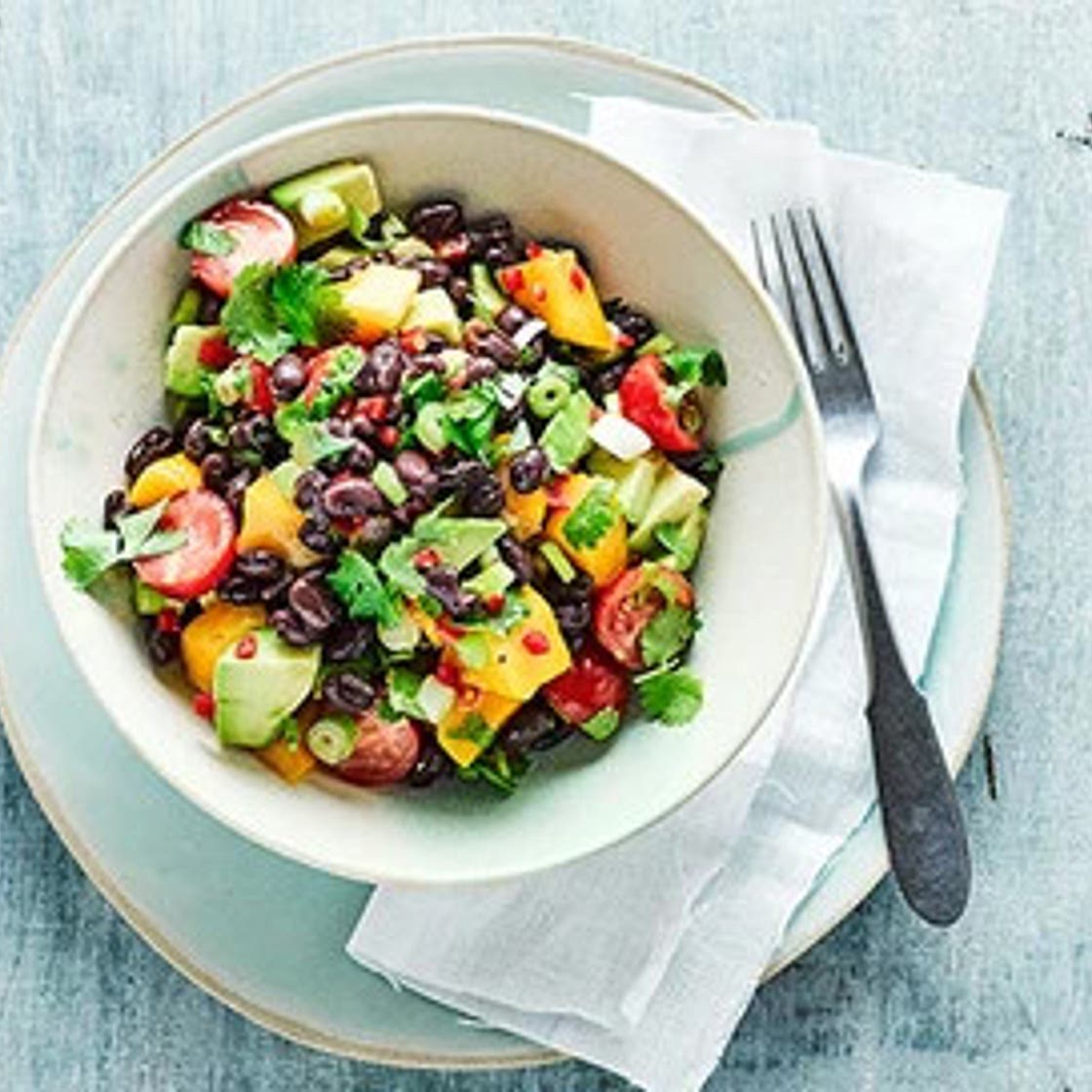 Mango salad with avocado and black beans