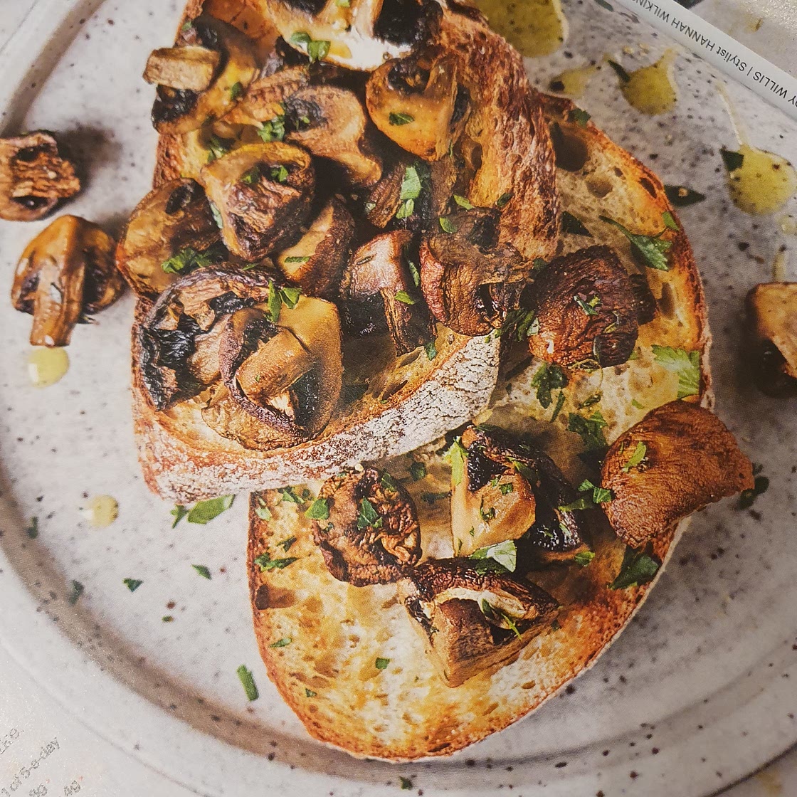 Air fryer mushrooms on toast