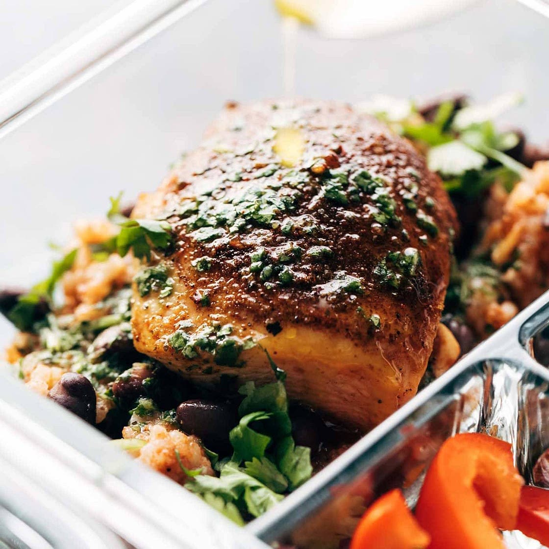 Spicy Chicken Meal Prep with Rice and Beans