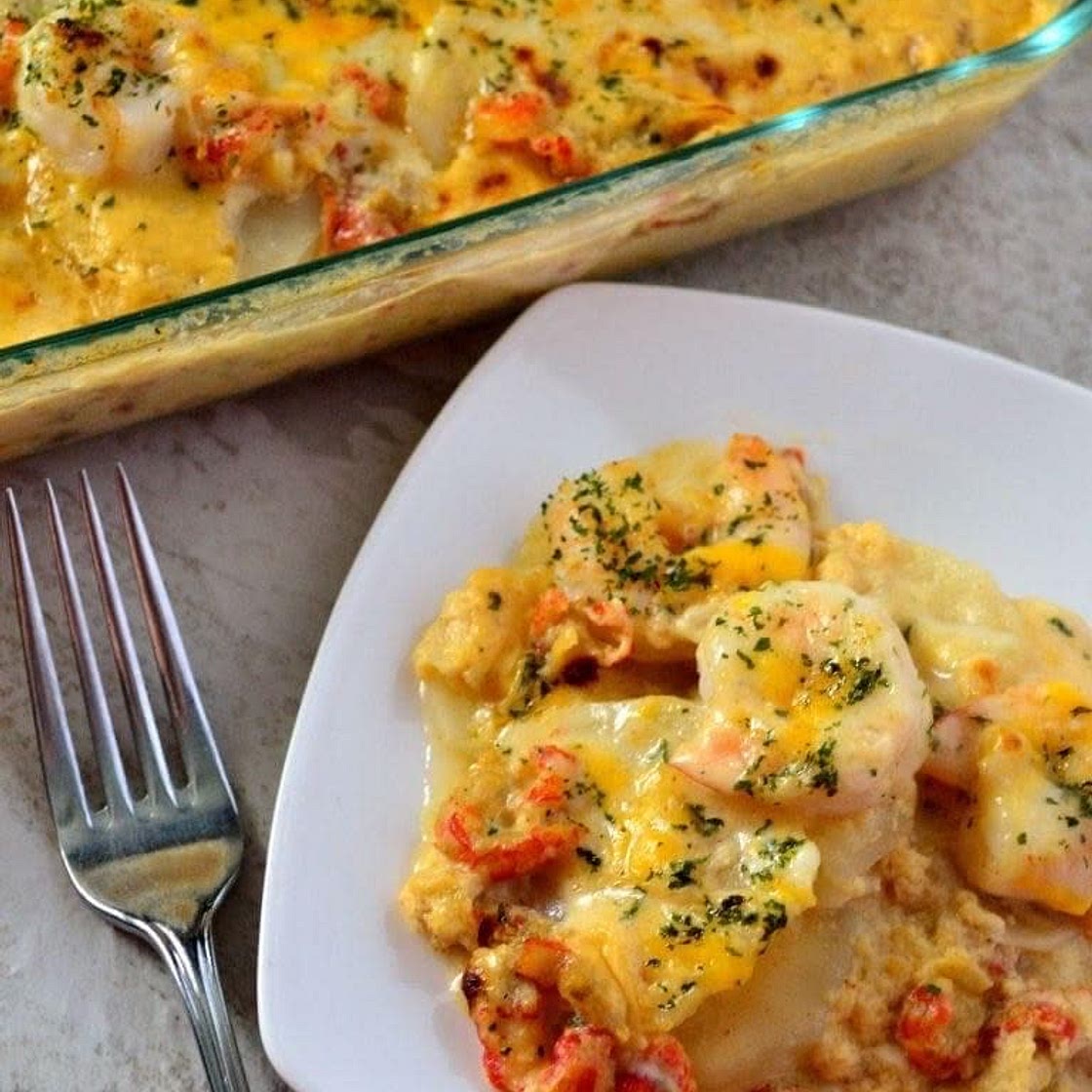 SEAFOOD POTATOES AU GRATIN 
