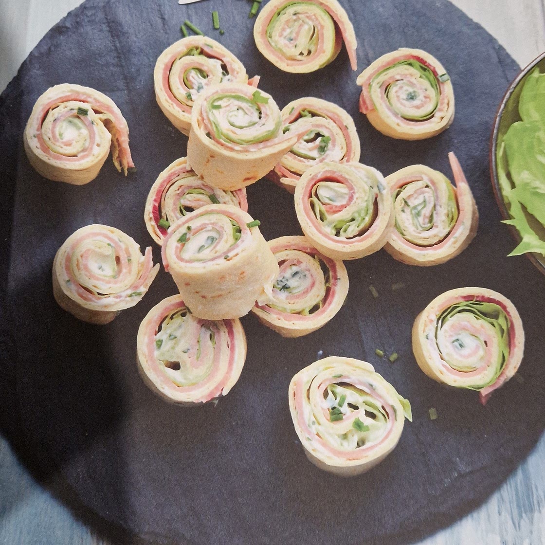 Roulés de wraps jambon-fromage