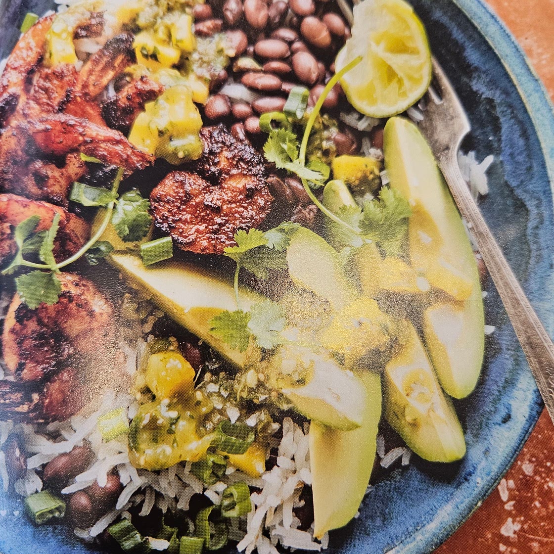 Jerk Shrimp and Mango Salsa Rice Bowl