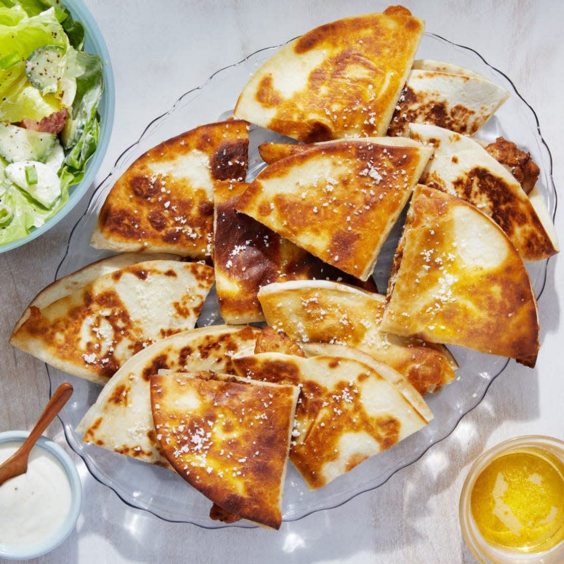 Spiced Chicken Quesadillas with Butter Lettuce Salad & Creamy Lime Dressing