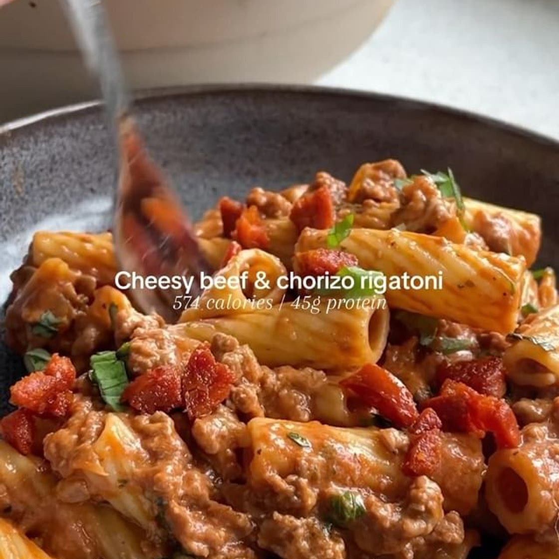 Beef & Chorizo Cheesy Rigatoni 