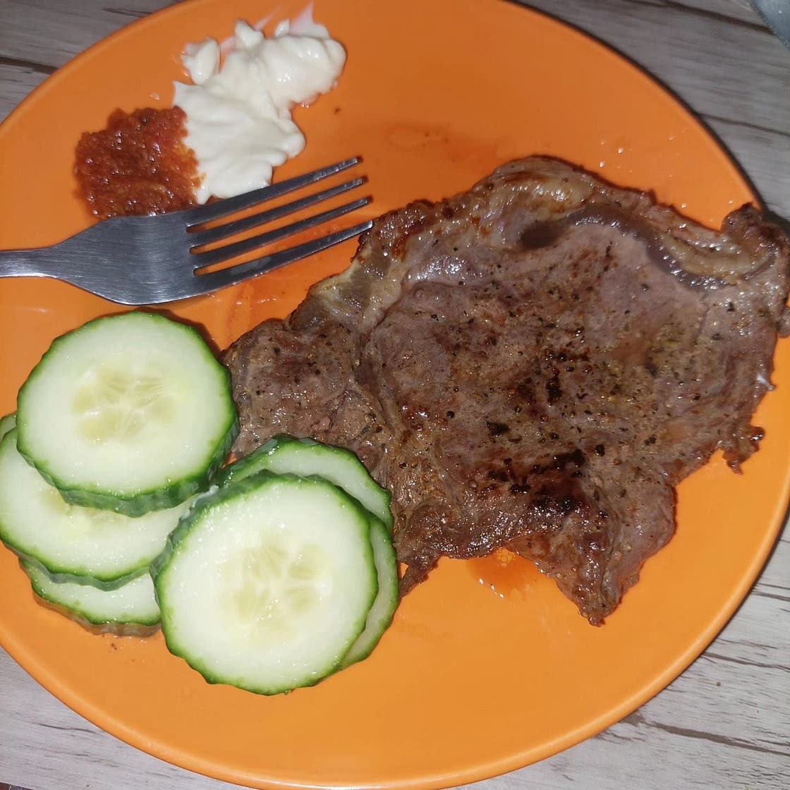Steak and cucumber