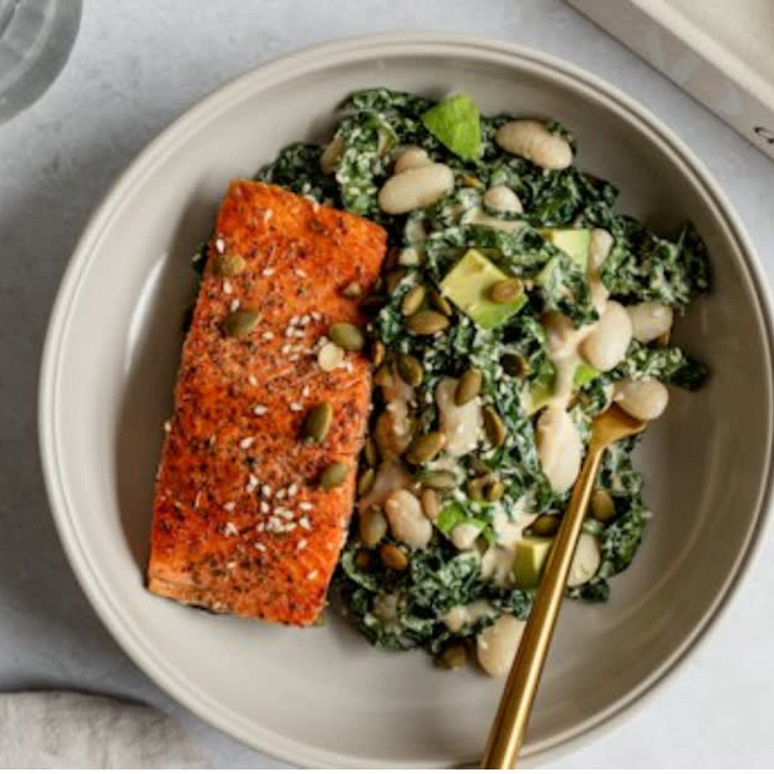 Kale & White Bean Salad with Za'atar Seared Tofu