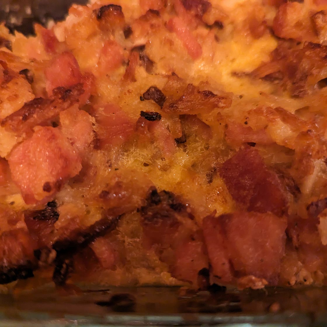Breakfast hash, hashbrown ham egg