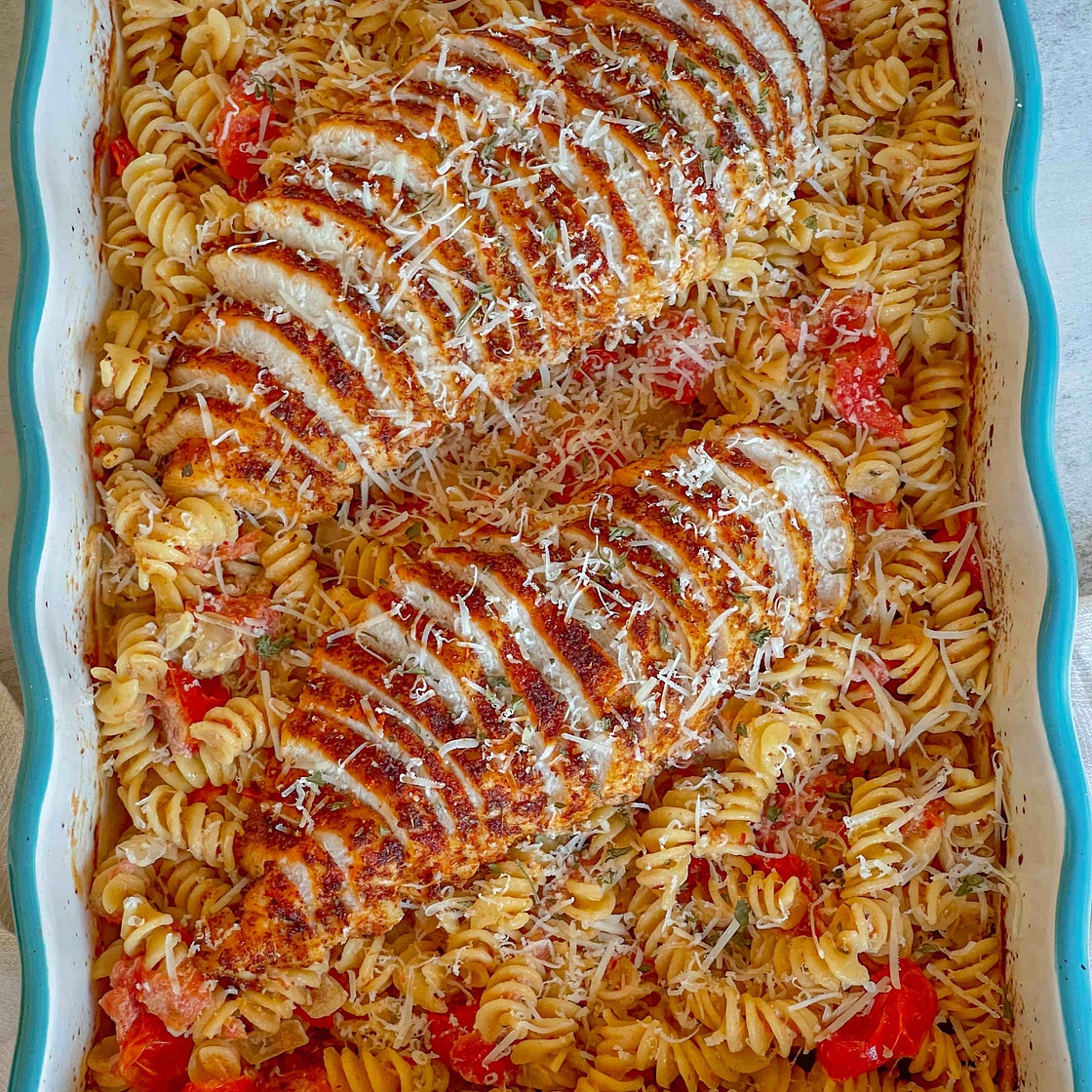Baked Boursin Pasta with Chicken 