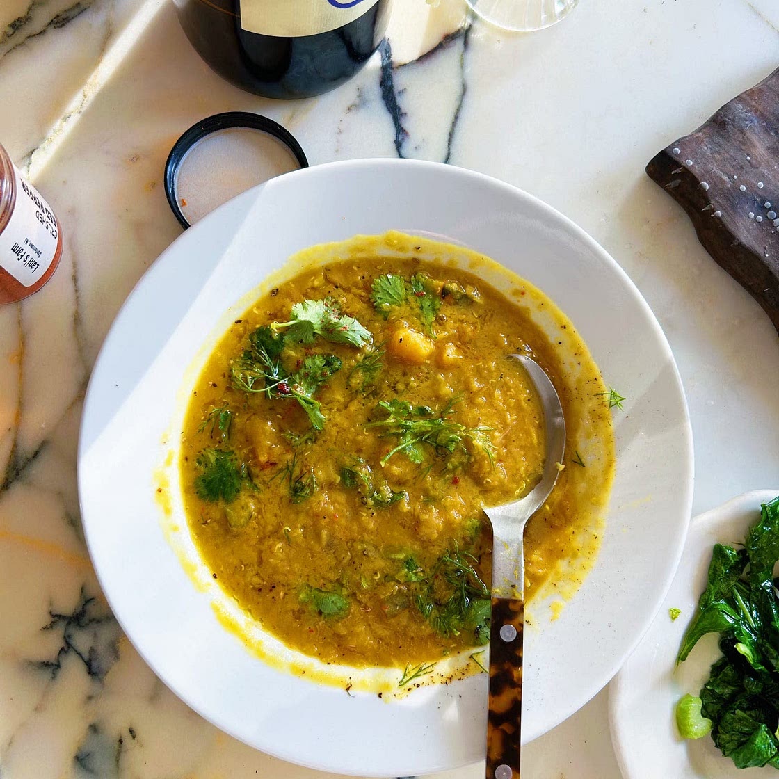 Squash Soup With Lentils And Herbs