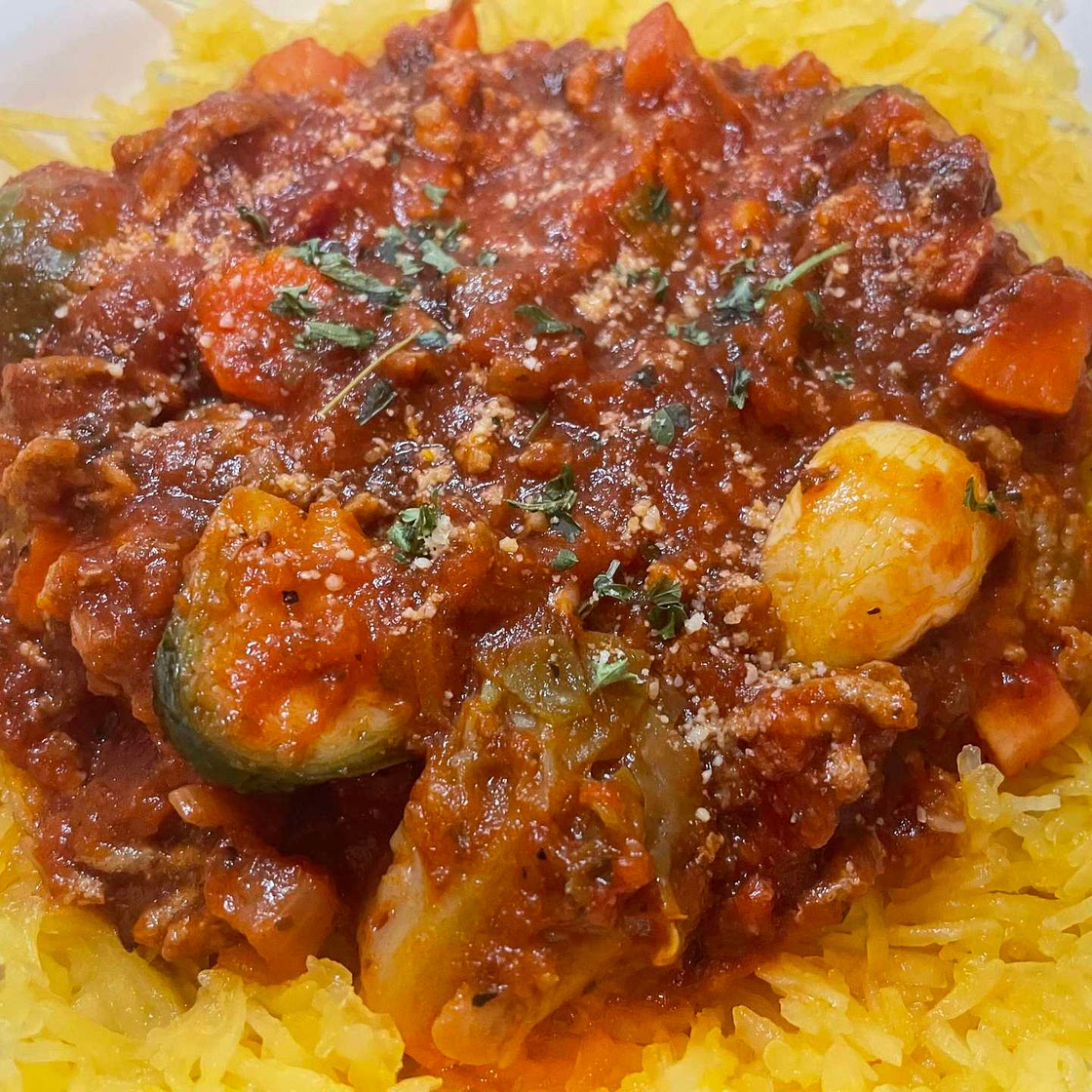Healthy Mixed Vegetable Marinara Spaghetti Squash