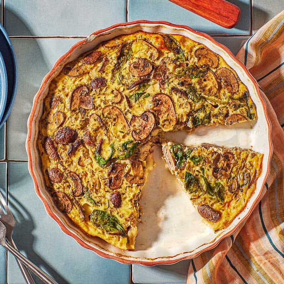Crustless Quiche with Spinach and Mushrooms