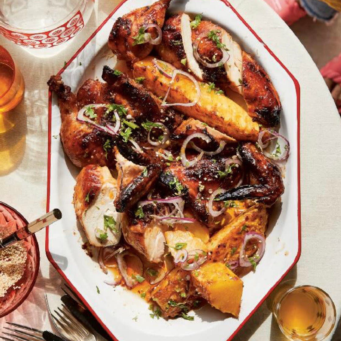 Sticky Chili Chicken with Hot-and-Sour Pineapple