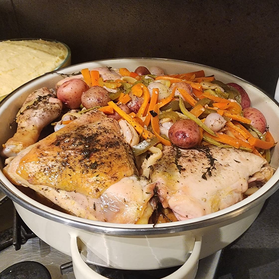 Pollo al horno con verduras