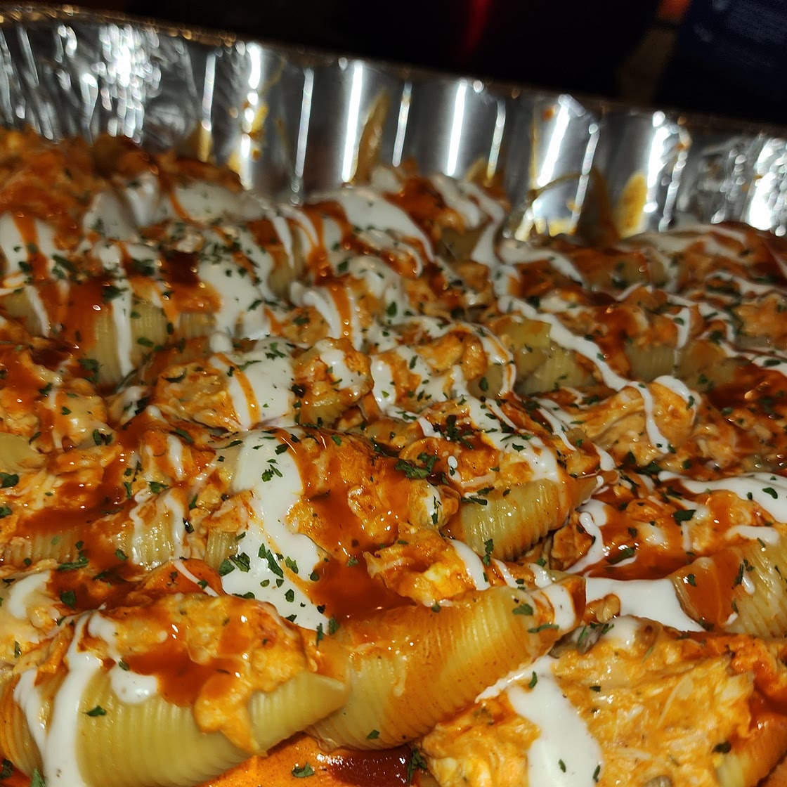 Buffalo chicken stuffed shells.