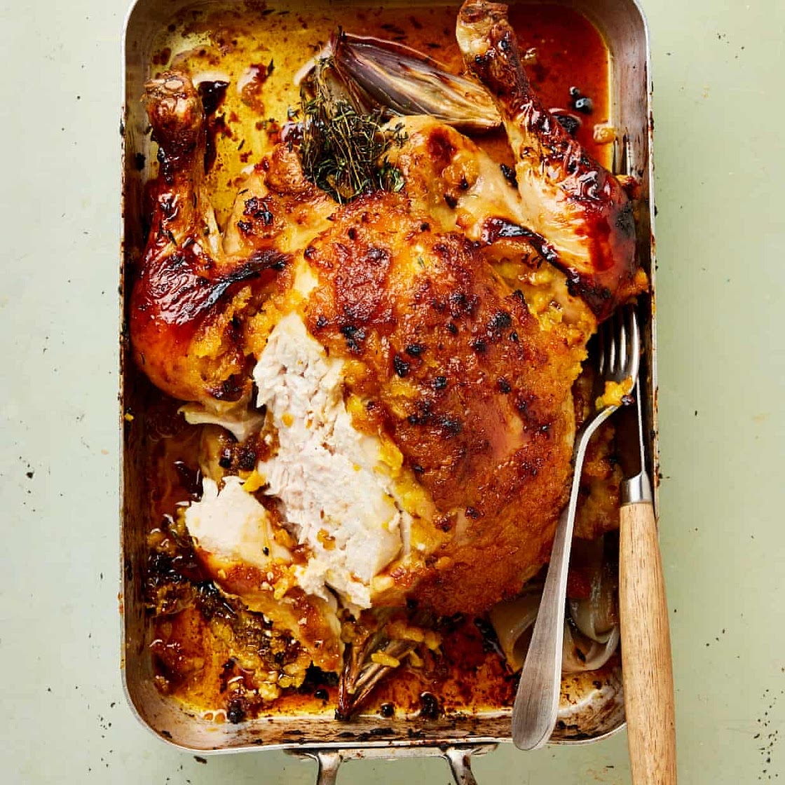 Spring roast chicken with preserved lemon