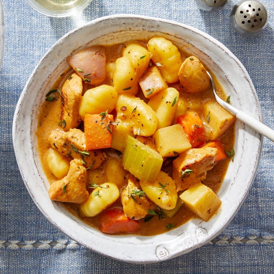 One-Pan Chicken & "Dumplings" with Fall Vegetables & Fresh Thyme