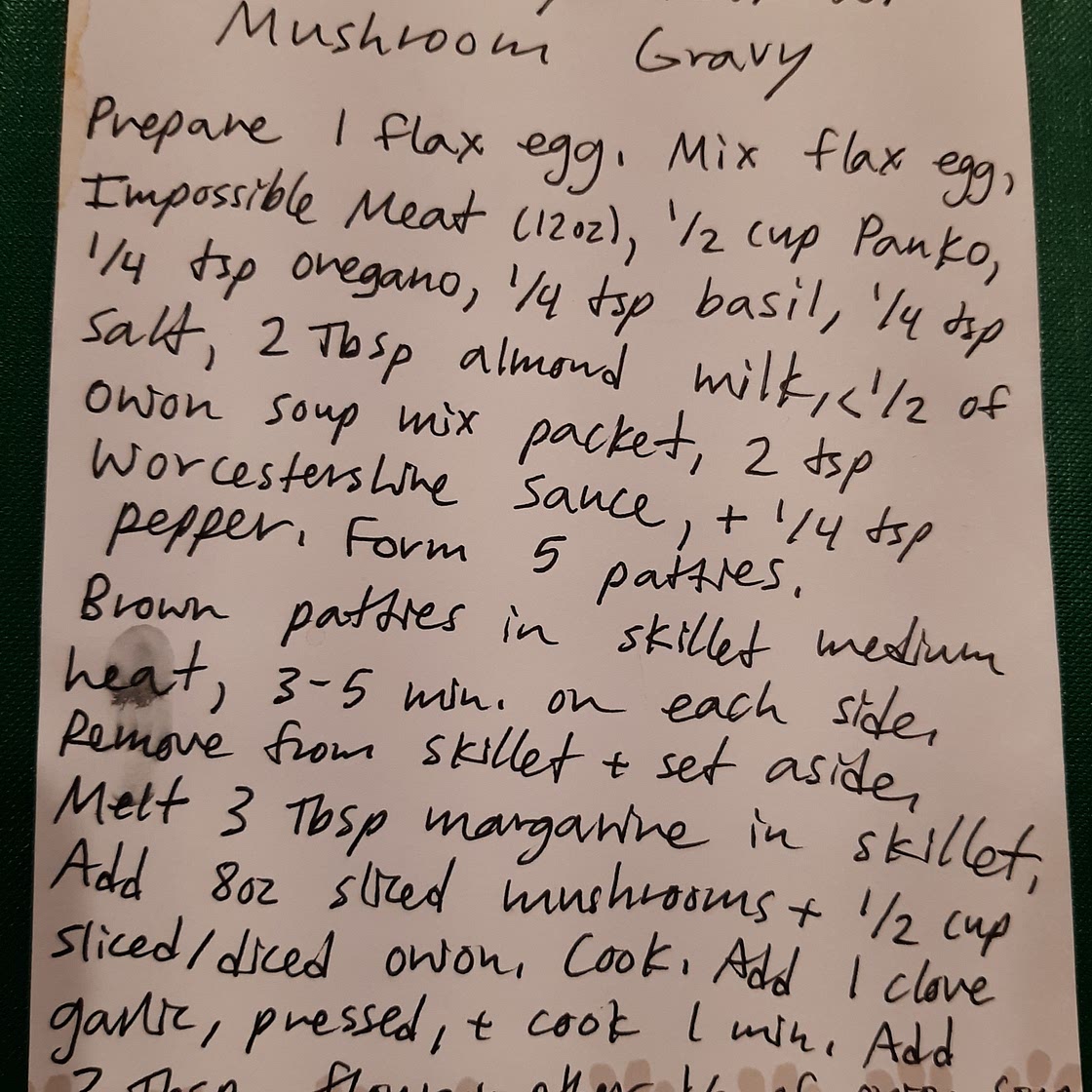 Vegan Salisbury Steak w/ Mushroom Gravy