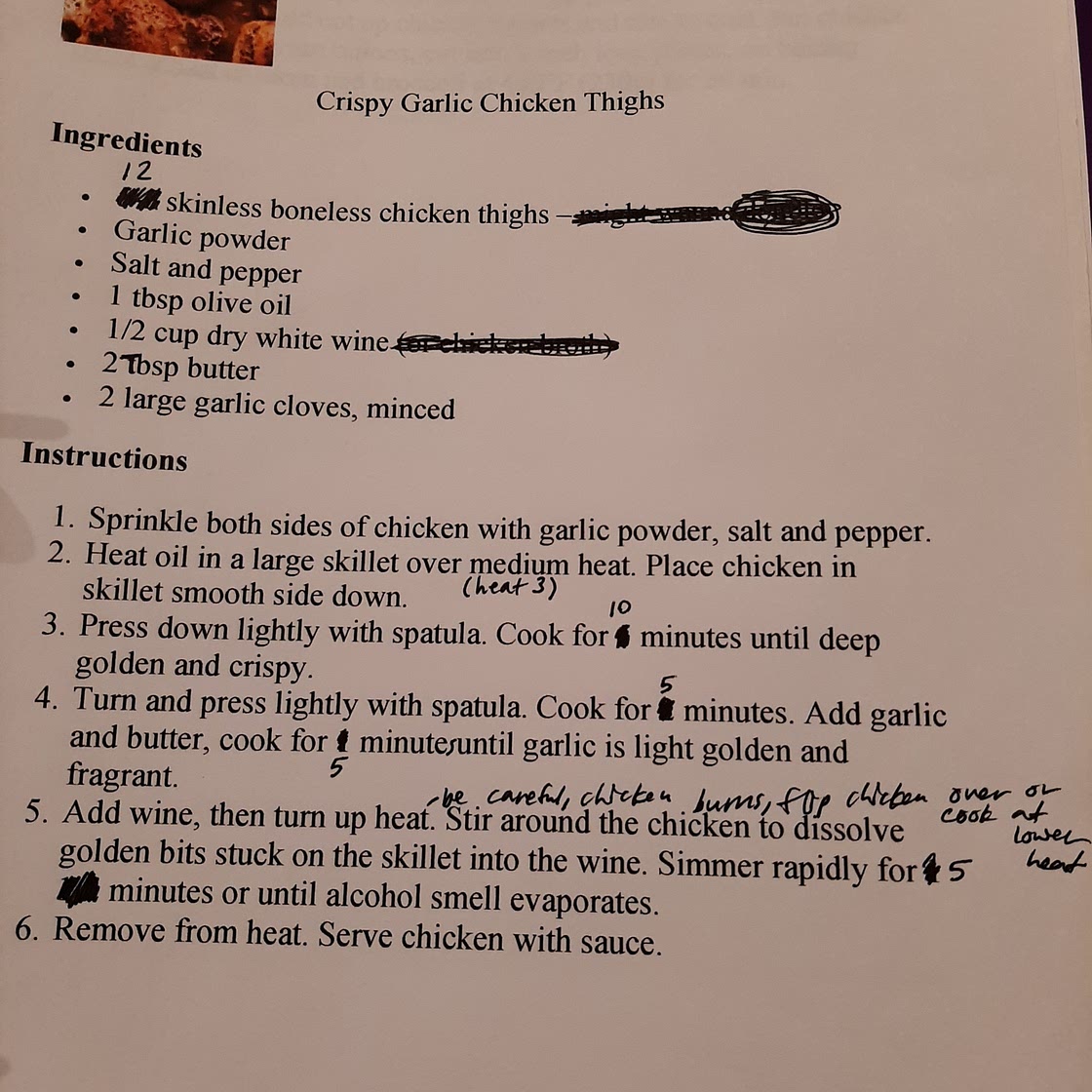 Crispy Garlic Chicken Thighs