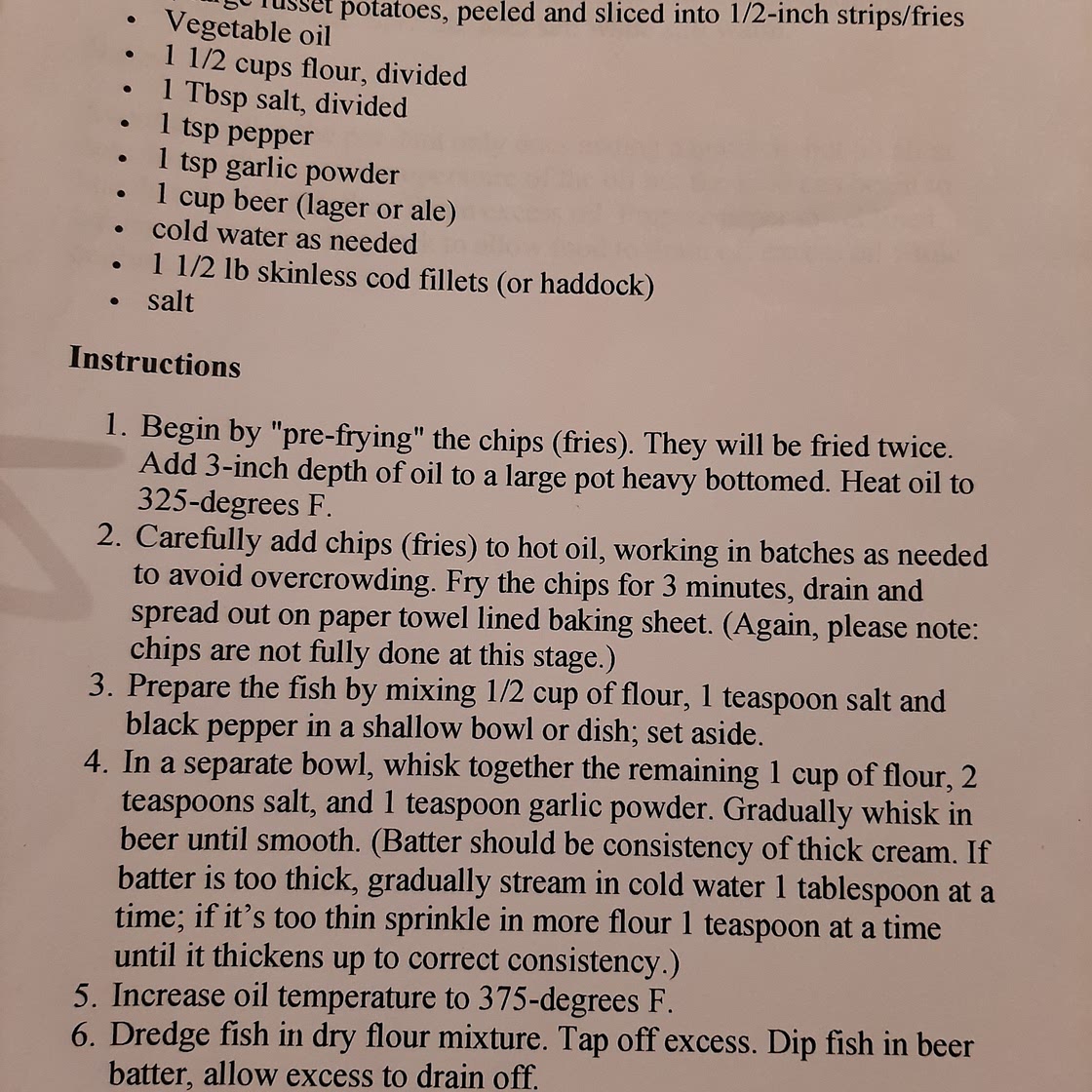 Beer Battered Fish and Chips