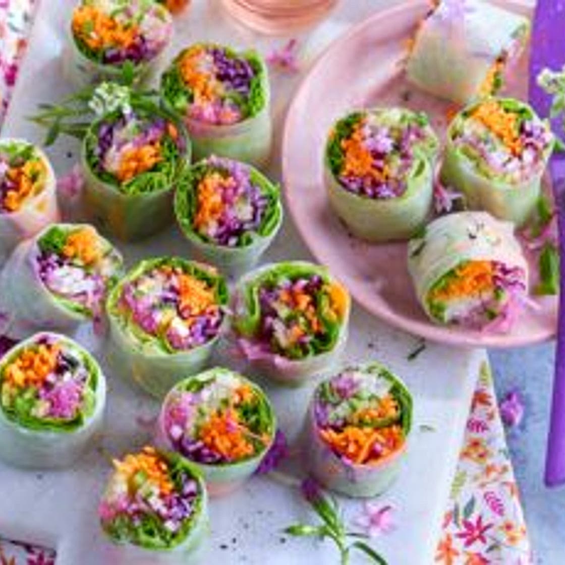 Rouleaux de printemps aux crudités, vinaigrette au gingembre