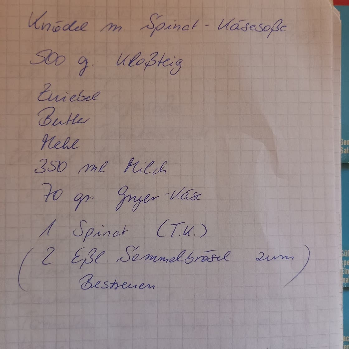 Knödel mit Spinat-Käse-Soße