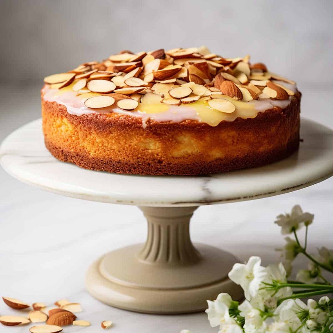 Vegan Almond Cake With Orange Glaze