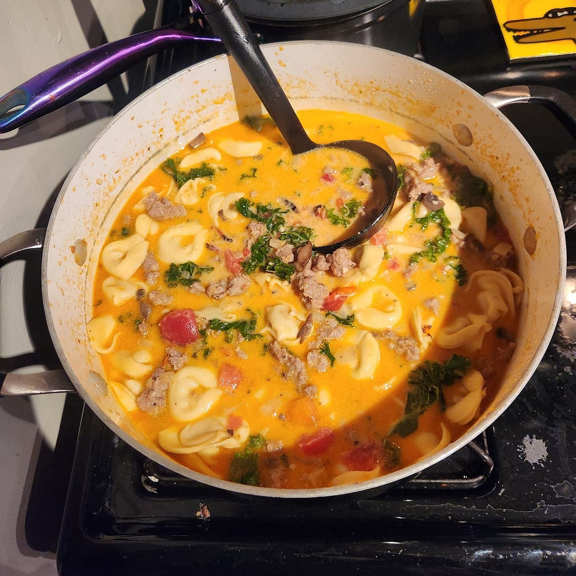 Tortellini Soup with Italian Sausage and Kale