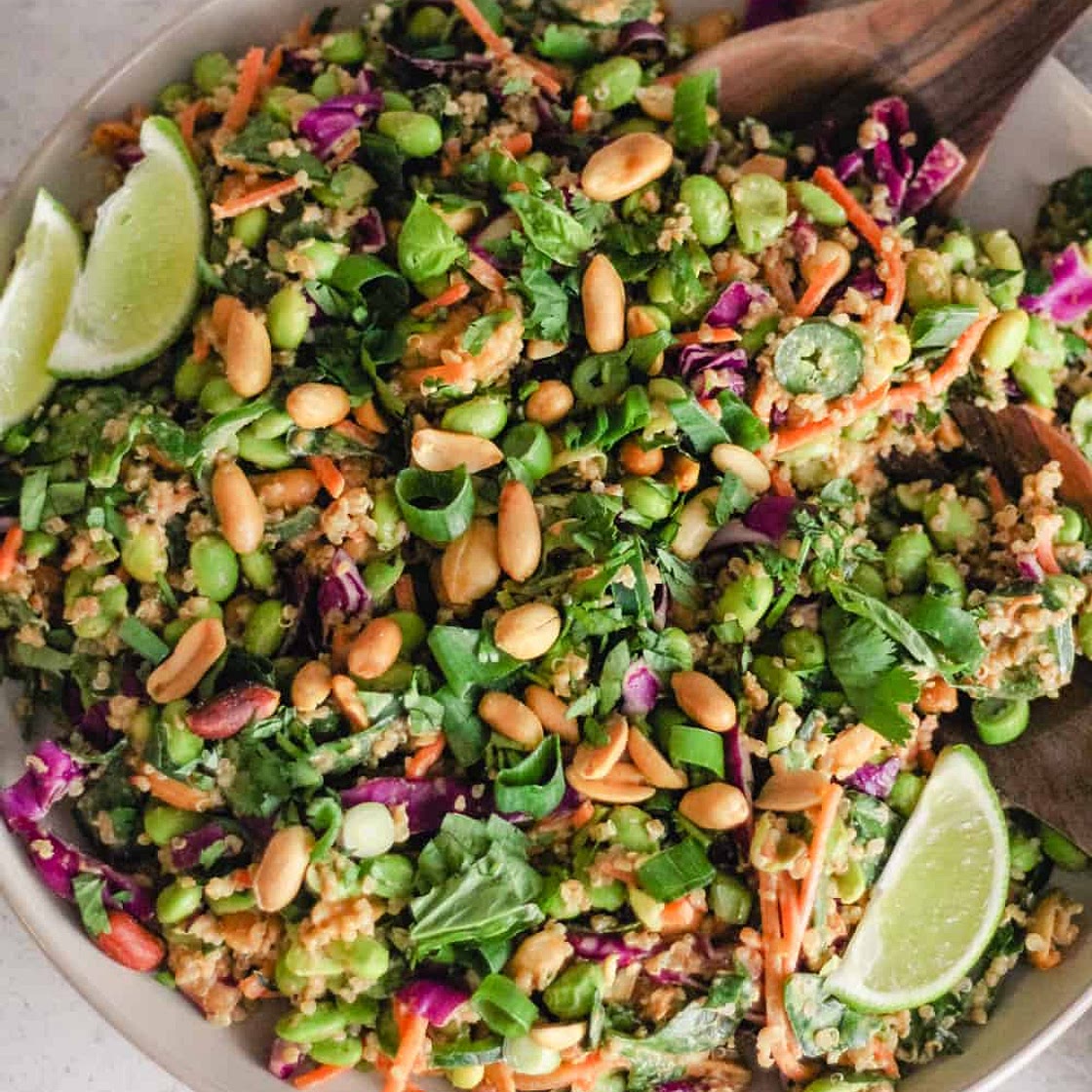 Edamame Crunch Salad with Lemon-Tahini Dressing